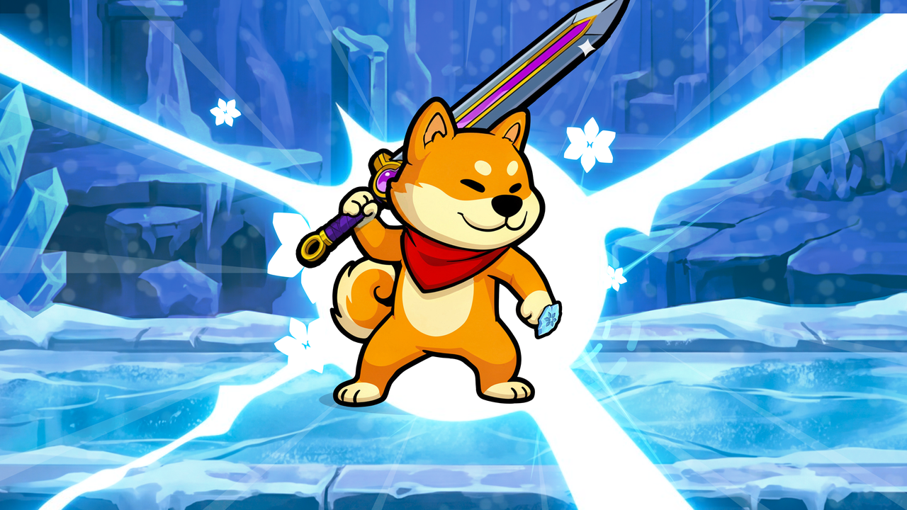 Cryomancer Shiba raising an ice shield